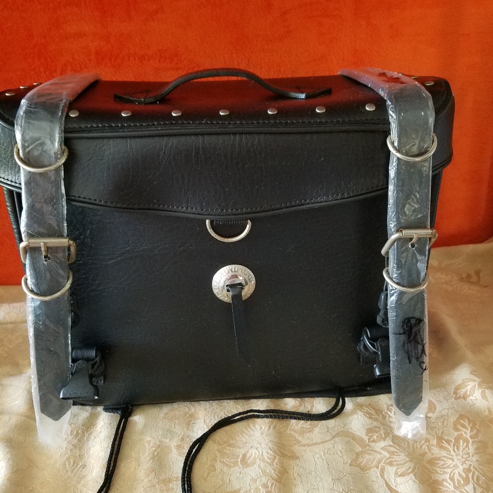 Black Leather TourMaster Motorcycle Gear Bag